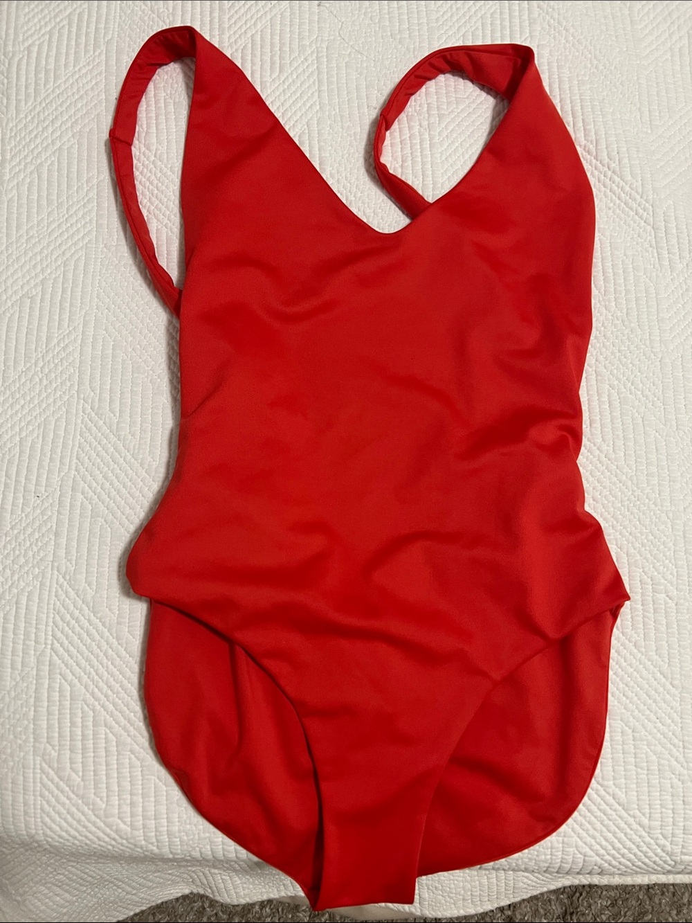 Red One-Piece Swimsuit - Classic V-Neck